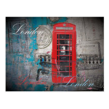 London red telephone booth Landmark Vintage Post Card