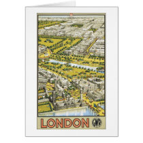 London Vintage Travel Poster Greeting Cards