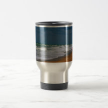 Lone Man Walking on Stormy Beach Mug