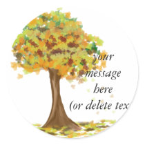 Lonely Autumn Tree Round Stickers