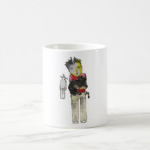 Lonely boy and cat mugs
