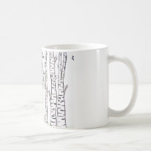 Lonely Fox in Birch Trees Coffee Mugs