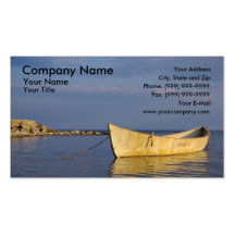 Lonely row boat at sunset business cards