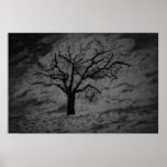 Lonely Tree Drawing Black N White Poster