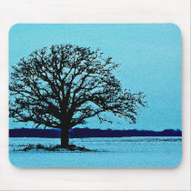 Lonely Tree in a Winter Landscape Mouse Pads