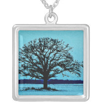 Lonely Tree in a Winter Landscape Pendant