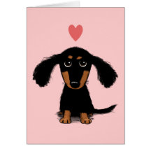Long Haired Dachshund Puppy - Love Valentine Card