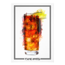 Long Island Iced Tea Cocktail Marker Sketch Invite