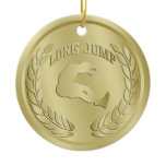 Long Jump Gold Toned Medal Ornament