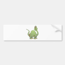 Long Neck Green Dinosaur Cartoon Bumper Stickers