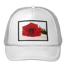 Long Stem Red Rose Baseball Hat