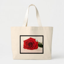 Long Stem Red Rose Canvas Bag