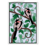 Long Tailed Tits on Snow berries Greeting Cards