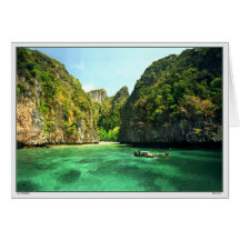 Longboat leaving Island - Sea of Thailand Cards