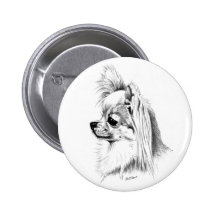 Longcoat chihuahua pinback button