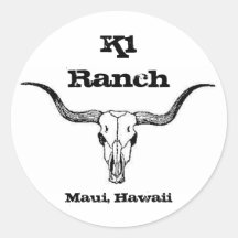 longhorn, K1 Ranch, Maui, Hawaii Round Stickers