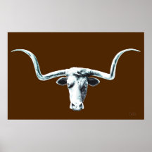 Longhorn on Brown Poster
