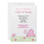 Lonnie's Pink Turtle 5x7 Girls Birthday Invitation