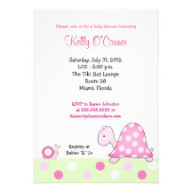 Lonnie's Pink Turtle Baby Shower Invitation
