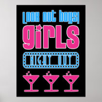 Look Out Boys! Girls Nightout (bachelorette party) Posters