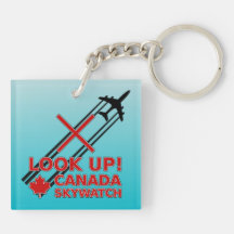 Look Up Canada Sky Watch Black Chemtrail Plane Key Chain