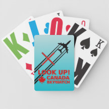 Look Up Canada Sky Watch Black Chemtrail Plane Playing Cards