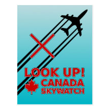 Look Up Canada Sky Watch Black Chemtrail Plane Postcards