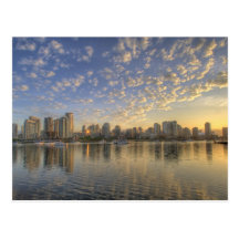 Looking across False Creek at the skyline of Post Cards