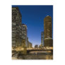 Looking down the frozen Chicago River at dusk. Postcard