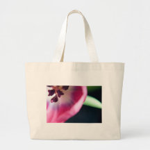 Looking IntoThe Centre of a Pink and White Tulip Canvas Bags
