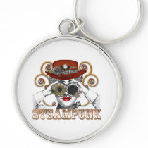 looking steampunked steampunk collage art key chain