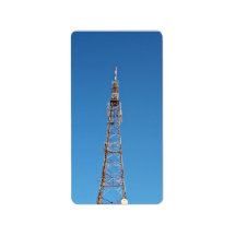 Looking up at communication tower custom address labels