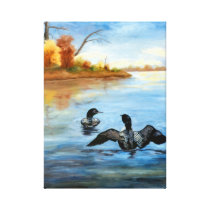 Loon Dance II Wrapped Canvas Print