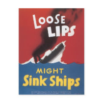 Loose Lips Might Sink Ships Post Card
