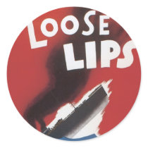 Loose Lips Might Sink Ships Round Stickers