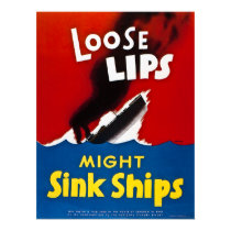 Loose Lips Might Sink Ships - Vintage WW2 posters
