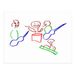 Loose stick figure musician band postcards