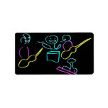 Loose stick figures black background personalized address label