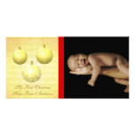 L'or ornemente mon ęr carte photo de bébé de Noël Cartes De Vœux Avec Photo