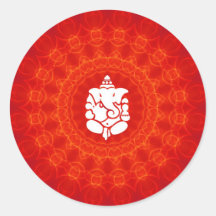 Lord Ganesha on Mandala Round Stickers