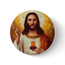 Lord Jesus Christ and the Sacred Heart Pinback Buttons