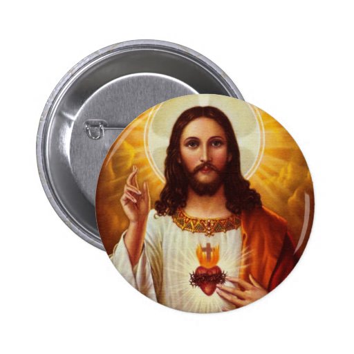 Lord Jesus Christ and the Sacred Heart Pinback Buttons