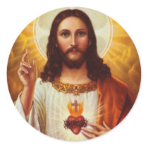 Lord Jesus Christ and the Sacred Heart Round Stickers
