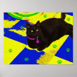 Lordie with Cat Paw Prints Rug Poster