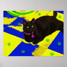 Lordie with Cat Paw Prints Rug Poster