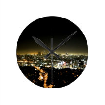 Los Angeles, CA Beautiful Nighttime Round Clock