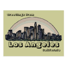 Los Angeles California artistic skyline postcard