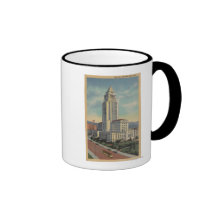 Los Angeles, CAView of City Hall and Cable Car Coffee Mugs