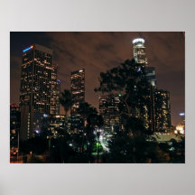 Los Angeles Skyline By Night Poster