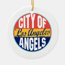 Los Angeles Vintage Label Christmas Tree Ornament
